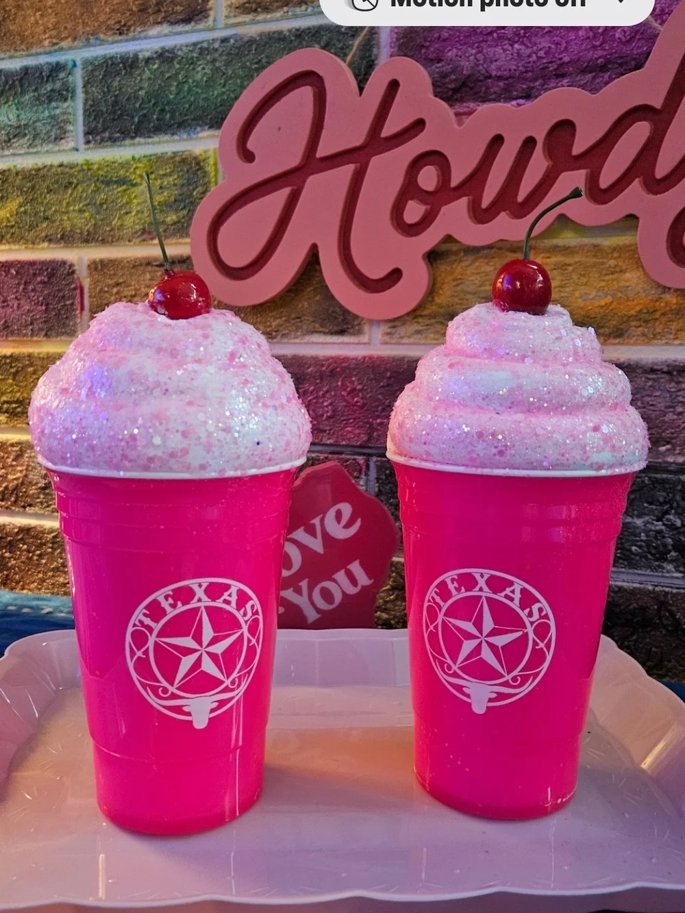 Hot Pink Glitter Party Cups with Faux Whipped Toppings and Cherry Accent